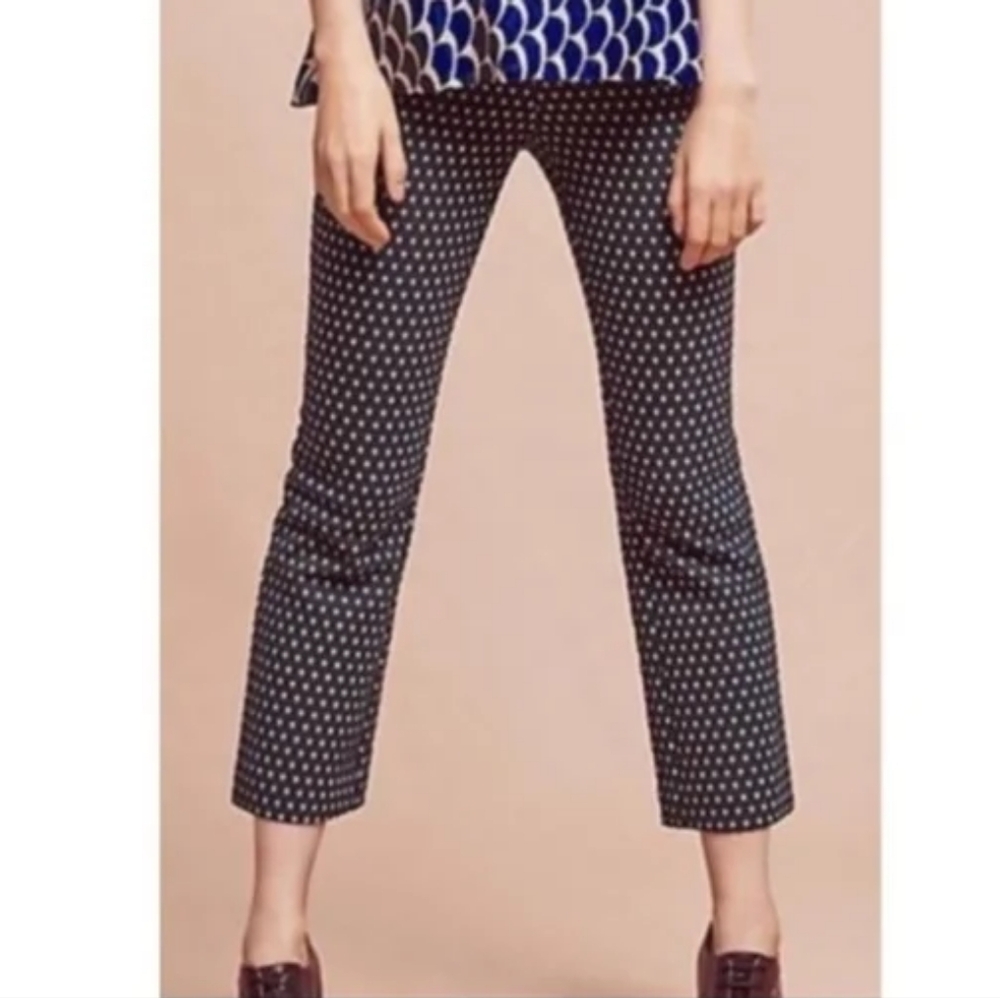 💚🖤 Anthropologie Cartonnier Textured Charlie Crop Flare Trousers, 8